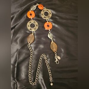Boho Orange Disc & Leaf Belt